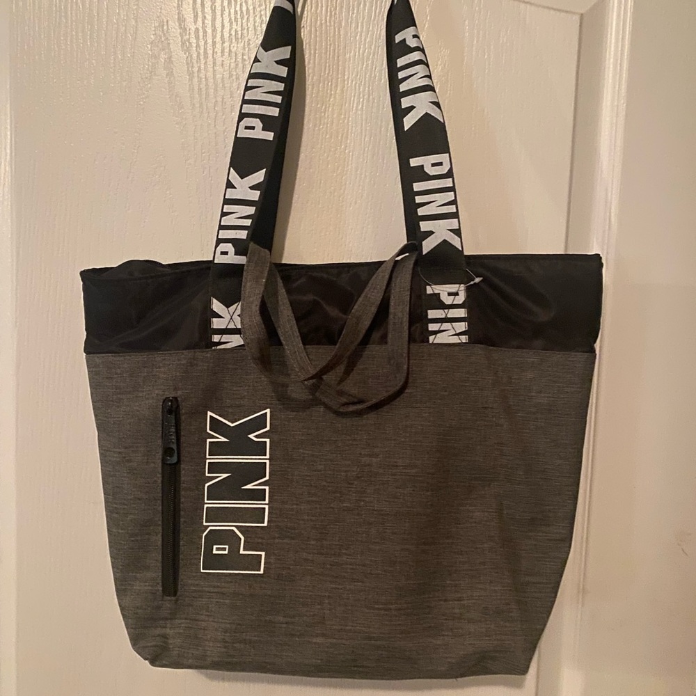 Victoria’s Secret PINK black and marl gray tote bag